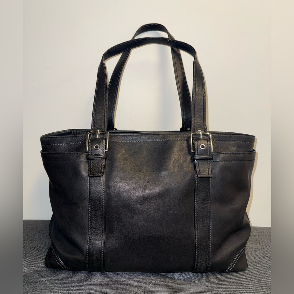 Coach Vintage SoHo Hampton Black Y2K Leather Tote F10288 - Picture 3 of 16